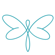 living with balance butterfly logo thumbnail. teal blue